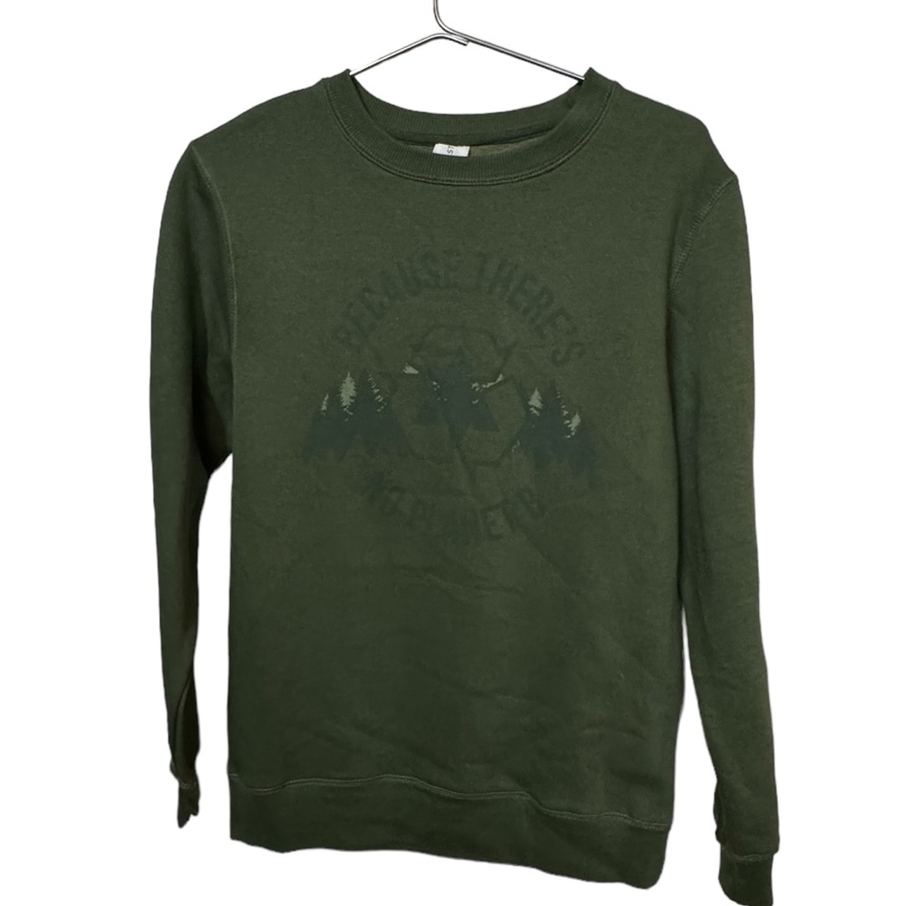 Recycle Because There’s No Planet B Green Women’s S Crew Neck Sweatshirt Hiking